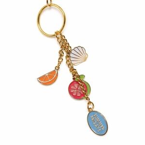 Summer Fridays Gold Keychain with Fruit and Shell Charms